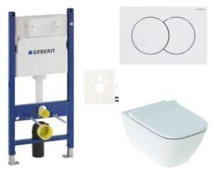 Cenovo zvýhodnený závesný WC set Geberit do ľahkých stien / predstenová montáž + WC Geberit Smyle SIKOGESSMD01
