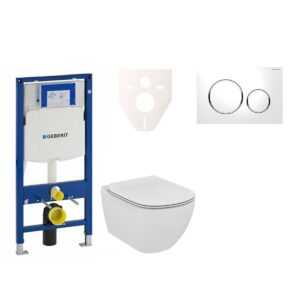 Cenovo zvýhodnený závesný WC set Geberit do ľahkých stien / predstenová montáž + WC Ideal Standard Tesi 111.300.00.5NE4