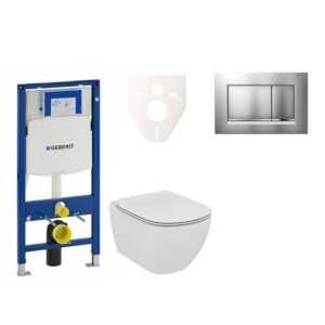 Cenovo zvýhodnený závesný WC set Geberit do ľahkých stien / predstenová montáž + WC Ideal Standard Tesi 111.300.00.5NE7