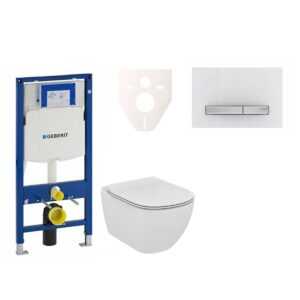 Cenovo zvýhodnený závesný WC set Geberit do ľahkých stien / predstenová montáž + WC Ideal Standard Tesi 111.300.00.5NF8