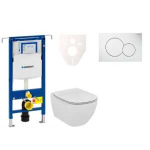 Cenovo zvýhodnený závesný WC set Geberit do ľahkých stien / predstenová montáž + WC Ideal Standard Tesi 111.355.00.5NE1