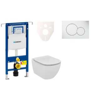 Cenovo zvýhodnený závesný WC set Geberit do ľahkých stien / predstenová montáž + WC Ideal Standard Tesi 111.355.00.5NF1