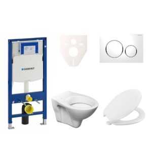 Cenovo zvýhodnený závesný WC set Geberit do ľahkých stien / predstenová montáž + WC S-Line S-line Pro 111.300.00.5NR4