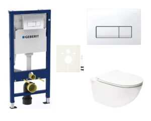 Cenovo zvýhodnený závesný WC set Geberit do ľahkých stien / predstenová montáž + WC SAT Infinitio SIKOGESINFD50
