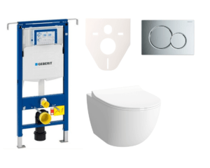Cenovo zvýhodnený závesný WC set Geberit do ľahkých stien / predstenová montáž + WC Vitra Vitra Shift SIKOGES4N2