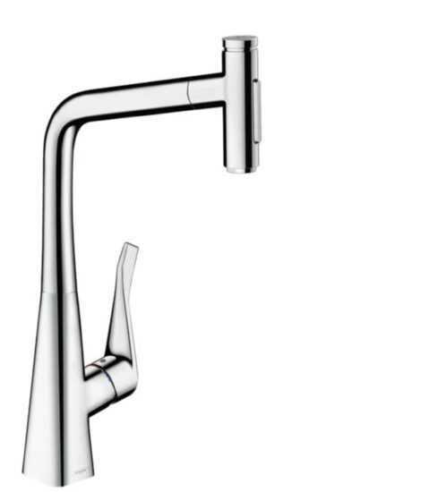 Drezová batéria Hansgrohe Metris s vyťahovacou spŕškou