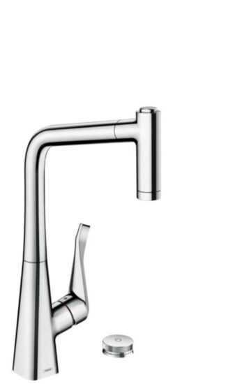 Drezová batéria Hansgrohe Metris s vyťahovacou spŕškou